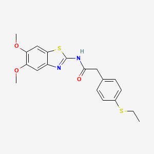 molecular formula C19H20N2O3S2 B2580030 N-(5,6-二甲氧基苯并[d]噻唑-2-基)-2-(4-(乙硫基)苯基)乙酰胺 CAS No. 941930-48-9