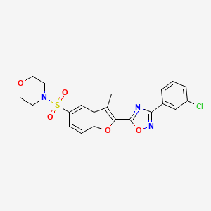 molecular formula C21H18ClN3O5S B2580031 4-({2-[3-(3-Chlorophenyl)-1,2,4-oxadiazol-5-yl]-3-methyl-1-benzofuran-5-yl}sulfonyl)morpholine CAS No. 1207008-32-9