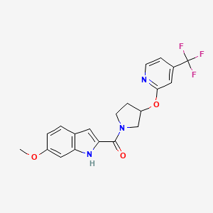 molecular formula C20H18F3N3O3 B2580050 (6-methoxy-1H-indol-2-yl)(3-((4-(trifluoromethyl)pyridin-2-yl)oxy)pyrrolidin-1-yl)methanone CAS No. 2034299-59-5