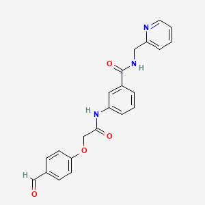 molecular formula C22H19N3O4 B2580053 3-[[2-(4-Formylphenoxy)acetyl]amino]-N-(pyridin-2-ylmethyl)benzamide CAS No. 2249081-10-3