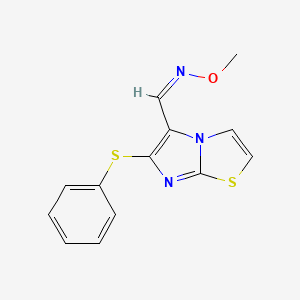 molecular formula C13H11N3OS2 B2580058 6-(phenylsulfanyl)imidazo[2,1-b][1,3]thiazole-5-carbaldehyde O-methyloxime CAS No. 339022-73-0