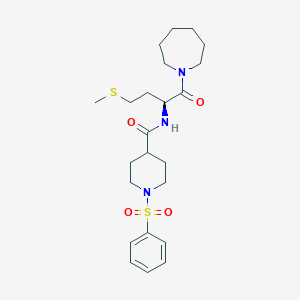 molecular formula C23H35N3O4S2 B258006 N-[1-(1-azepanylcarbonyl)-3-(methylsulfanyl)propyl]-1-(phenylsulfonyl)-4-piperidinecarboxamide 