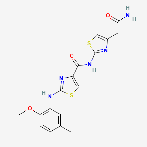 molecular formula C17H17N5O3S2 B2580062 N-(4-(2-amino-2-oxoethyl)thiazol-2-yl)-2-((2-methoxy-5-methylphenyl)amino)thiazole-4-carboxamide CAS No. 1171911-17-3