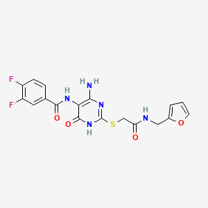 molecular formula C18H15F2N5O4S B2580063 N-(4-amino-2-((2-((furan-2-ylmethyl)amino)-2-oxoethyl)thio)-6-oxo-1,6-dihydropyrimidin-5-yl)-3,4-difluorobenzamide CAS No. 872608-46-3