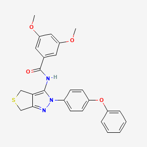 molecular formula C26H23N3O4S B2580066 3,5-dimethoxy-N-[2-(4-phenoxyphenyl)-4,6-dihydrothieno[3,4-c]pyrazol-3-yl]benzamide CAS No. 361172-21-6