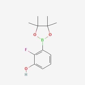 molecular formula C12H16BFO3 B2580076 2-氟-3-(4,4,5,5-四甲基-1,3,2-二氧杂硼环-2-基)苯酚 CAS No. 2121514-67-6