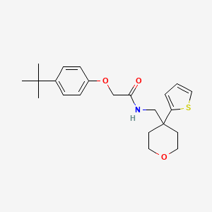 molecular formula C22H29NO3S B2580084 2-(4-(tert-butyl)phenoxy)-N-((4-(thiophen-2-yl)tetrahydro-2H-pyran-4-yl)methyl)acetamide CAS No. 1203180-51-1