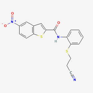 molecular formula C18H13N3O3S2 B2580089 N-(2-((2-cyanoethyl)thio)phenyl)-5-nitrobenzo[b]thiophene-2-carboxamide CAS No. 477498-08-1