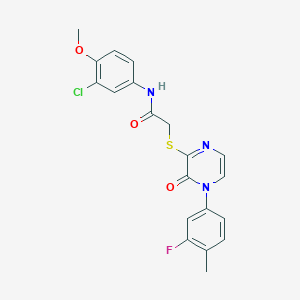 molecular formula C20H17ClFN3O3S B2580094 N-(3-chloro-4-methoxyphenyl)-2-((4-(3-fluoro-4-methylphenyl)-3-oxo-3,4-dihydropyrazin-2-yl)thio)acetamide CAS No. 899944-67-3