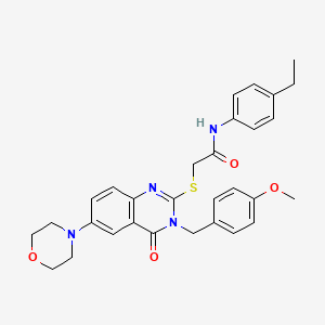 molecular formula C30H32N4O4S B2580097 N-(4-乙基苯基)-2-[3-[(4-甲氧基苯基)甲基]-6-吗啉-4-基-4-氧代喹唑啉-2-基]硫代乙酰胺 CAS No. 689771-56-0