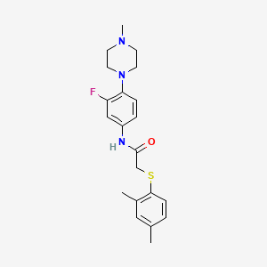 molecular formula C21H26FN3OS B2580099 2-[(2,4-二甲苯基)硫代]-N-[3-氟-4-(4-甲基哌嗪基)苯基]乙酰胺 CAS No. 478260-47-8