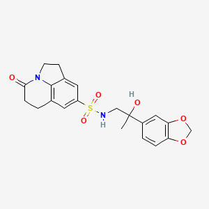 molecular formula C21H22N2O6S B2580100 N-[2-(2H-1,3-benzodioxol-5-yl)-2-hydroxypropyl]-11-oxo-1-azatricyclo[6.3.1.0^{4,12}]dodeca-4(12),5,7-triene-6-sulfonamide CAS No. 1787918-60-8