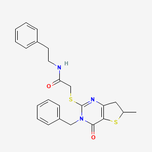 molecular formula C24H25N3O2S2 B2580102 2-((3-benzyl-6-methyl-4-oxo-3,4,6,7-tetrahydrothieno[3,2-d]pyrimidin-2-yl)thio)-N-phenethylacetamide CAS No. 689263-09-0