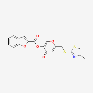 molecular formula C19H13NO5S2 B2580104 6-(((4-methylthiazol-2-yl)thio)methyl)-4-oxo-4H-pyran-3-yl benzofuran-2-carboxylate CAS No. 896306-73-3
