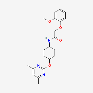 molecular formula C21H27N3O4 B2580107 N-[4-(4,6-dimethylpyrimidin-2-yl)oxycyclohexyl]-2-(2-methoxyphenoxy)acetamide CAS No. 2034526-43-5