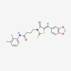 molecular formula C23H22N2O4S2 B2580109 (Z)-4-(5-(benzo[d][1,3]dioxol-5-ylmethylene)-4-oxo-2-thioxothiazolidin-3-yl)-N-(2,3-dimethylphenyl)butanamide CAS No. 300674-83-3