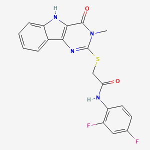 molecular formula C19H14F2N4O2S B2580115 N-(2,4-difluorophenyl)-2-[(3-methyl-4-oxo-5H-pyrimido[5,4-b]indol-2-yl)sulfanyl]acetamide CAS No. 537667-97-3