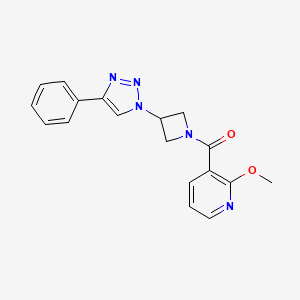 molecular formula C18H17N5O2 B2580118 2-methoxy-3-[3-(4-phenyl-1H-1,2,3-triazol-1-yl)azetidine-1-carbonyl]pyridine CAS No. 1797290-30-2