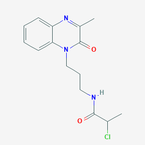 molecular formula C15H18ClN3O2 B2580124 2-Chloro-N-[3-(3-methyl-2-oxoquinoxalin-1-yl)propyl]propanamide CAS No. 2411254-31-2