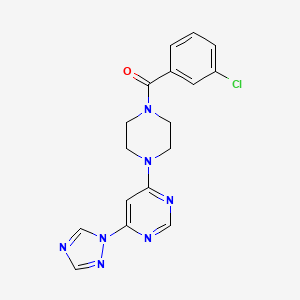 molecular formula C17H16ClN7O B2580126 (4-(6-(1H-1,2,4-triazol-1-yl)pyrimidin-4-yl)piperazin-1-yl)(3-chlorophenyl)methanone CAS No. 1795303-93-3