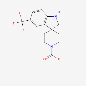 molecular formula C18H23F3N2O2 B2580128 叔丁基 5-三氟甲基螺[吲哚啉-3,4'-哌啶]-1'-羧酸酯 CAS No. 1128150-05-9
