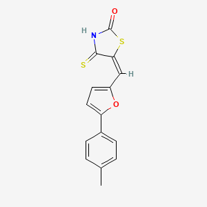 molecular formula C15H11NO2S2 B2580135 (E)-4-thioxo-5-((5-(p-tolyl)furan-2-yl)methylene)thiazolidin-2-one CAS No. 463351-36-2