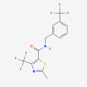 molecular formula C14H10F6N2OS B2580145 2-methyl-4-(trifluoromethyl)-N-[3-(trifluoromethyl)benzyl]-1,3-thiazole-5-carboxamide CAS No. 338793-25-2