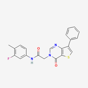 molecular formula C21H16FN3O2S B2580149 N-(3-fluoro-4-methylphenyl)-2-(4-oxo-7-phenylthieno[3,2-d]pyrimidin-3(4H)-yl)acetamide CAS No. 1105234-95-4