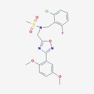 molecular formula C19H19ClFN3O5S B258015 N-(2-chloro-6-fluorobenzyl)-N-{[3-(2,5-dimethoxyphenyl)-1,2,4-oxadiazol-5-yl]methyl}methanesulfonamide 