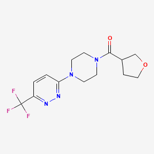 molecular formula C14H17F3N4O2 B2580151 Oxolan-3-yl-[4-[6-(trifluoromethyl)pyridazin-3-yl]piperazin-1-yl]methanone CAS No. 2380141-38-6