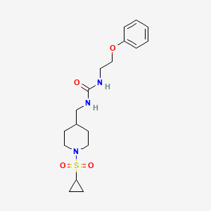 molecular formula C18H27N3O4S B2580155 1-((1-(环丙基磺酰基)哌啶-4-基)甲基)-3-(2-苯氧基乙基)脲 CAS No. 1396687-40-3