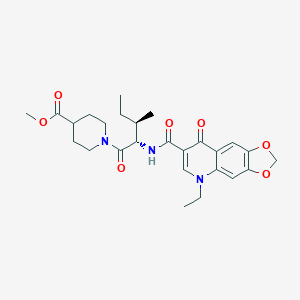 molecular formula C26H33N3O7 B258016 Methyl 1-(2-{[(5-ethyl-8-oxo-5,8-dihydro[1,3]dioxolo[4,5-g]quinolin-7-yl)carbonyl]amino}-3-methylpentanoyl)-4-piperidinecarboxylate 