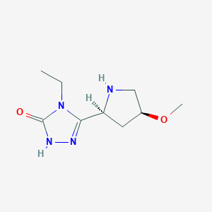 molecular formula C9H16N4O2 B2580160 4-Ethyl-5-((2S,4S)-4-methoxypyrrolidin-2-yl)-2,4-dihydro-3H-1,2,4-triazol-3-one CAS No. 2166001-50-7