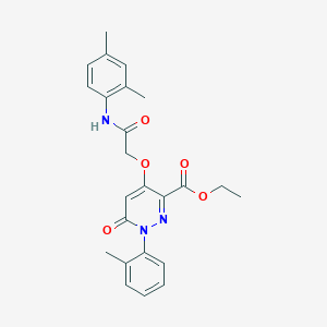 molecular formula C24H25N3O5 B2580164 Ethyl 4-(2-((2,4-dimethylphenyl)amino)-2-oxoethoxy)-6-oxo-1-(o-tolyl)-1,6-dihydropyridazine-3-carboxylate CAS No. 899729-40-9