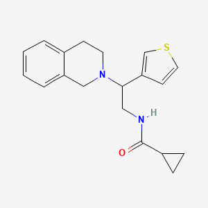 molecular formula C19H22N2OS B2580167 N-(2-(3,4-dihydroisoquinolin-2(1H)-yl)-2-(thiophen-3-yl)ethyl)cyclopropanecarboxamide CAS No. 954715-59-4