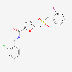 N-(2-chloro-4-fluorobenzyl)-5-(((2-fluorobenzyl)sulfonyl)methyl)furan-2-carboxamide