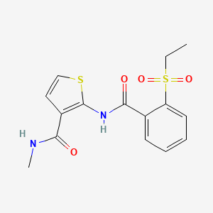molecular formula C15H16N2O4S2 B2580186 2-(2-(乙磺酰基)苯甲酰胺)-N-甲基噻吩-3-甲酰胺 CAS No. 898422-97-4