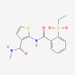 molecular formula C15H16N2O4S2 B2580186 2-(2-(etilsulfonil)benzamido)-N-metiltiofeno-3-carboxamida CAS No. 898422-97-4