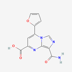 molecular formula C12H8N4O4 B2580194 8-氨甲酰基-4-(呋喃-2-基)咪唑并[1,5-a]嘧啶-2-羧酸 CAS No. 2470437-91-1