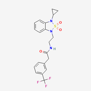 molecular formula C20H20F3N3O3S B2580202 N-[2-(3-cyclopropyl-2,2-dioxo-1,3-dihydro-2lambda6,1,3-benzothiadiazol-1-yl)ethyl]-2-[3-(trifluoromethyl)phenyl]acetamide CAS No. 2097915-31-4