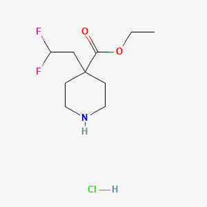 molecular formula C10H18ClF2NO2 B2580210 盐酸乙基4-(2,2-二氟乙基)哌啶-4-羧酸酯 CAS No. 2155852-82-5