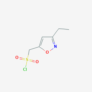 molecular formula C6H8ClNO3S B2580213 (3-Ethyl-1,2-oxazol-5-yl)methanesulfonyl chloride CAS No. 2378502-21-5