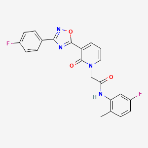 molecular formula C22H16F2N4O3 B2580215 N-(5-fluoro-2-methylphenyl)-2-(3-(3-(4-fluorophenyl)-1,2,4-oxadiazol-5-yl)-2-oxopyridin-1(2H)-yl)acetamide CAS No. 1251599-23-1