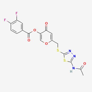 6-(((5-acetamido-1,3,4-thiadiazol-2-yl)thio)methyl)-4-oxo-4H-pyran-3-yl 3,4-difluorobenzoate