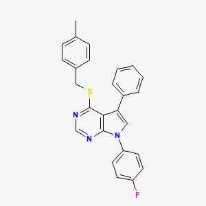 molecular formula C26H20FN3S B2580220 7-(4-fluorophenyl)-4-((4-methylbenzyl)thio)-5-phenyl-7H-pyrrolo[2,3-d]pyrimidine CAS No. 442878-53-7