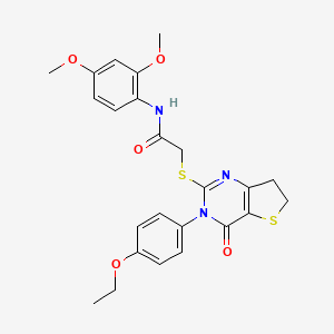 molecular formula C24H25N3O5S2 B2580229 N-(2,4-dimethoxyphenyl)-2-((3-(4-ethoxyphenyl)-4-oxo-3,4,6,7-tetrahydrothieno[3,2-d]pyrimidin-2-yl)thio)acetamide CAS No. 362502-02-1
