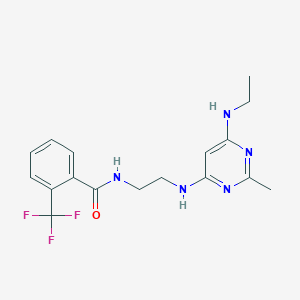 molecular formula C17H20F3N5O B2580233 N-(2-((6-(乙氨基)-2-甲基嘧啶-4-基)氨基)乙基)-2-(三氟甲基)苯甲酰胺 CAS No. 1203290-48-5