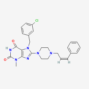 molecular formula C26H27ClN6O2 B2580234 (Z)-7-(3-chlorobenzyl)-3-methyl-8-(4-(3-phenylallyl)piperazin-1-yl)-1H-purine-2,6(3H,7H)-dione CAS No. 898409-27-3