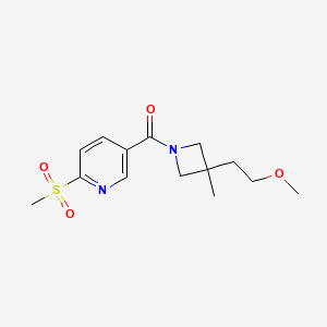 molecular formula C14H20N2O4S B2580245 [3-(2-Methoxyethyl)-3-methylazetidin-1-yl]-(6-methylsulfonylpyridin-3-yl)methanone CAS No. 2418643-50-0