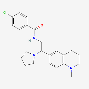 molecular formula C23H28ClN3O B2580248 4-chloro-N-(2-(1-methyl-1,2,3,4-tetrahydroquinolin-6-yl)-2-(pyrrolidin-1-yl)ethyl)benzamide CAS No. 922084-80-8
